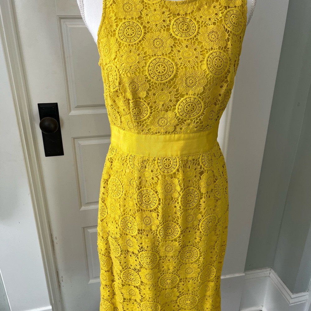 Boden Yellow Lace Midi Dress